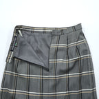 Burberrys Vintage Women’s Plaid Skirt Suit Set Gray Windowpane Double Button Jacket