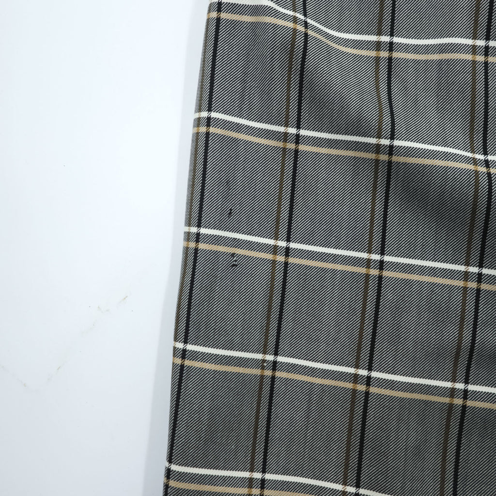 Burberrys Vintage Women’s Plaid Skirt Suit Set Gray Windowpane Double Button Jacket