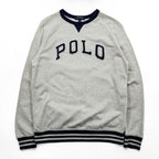 Polo Ralph Lauren 前V ガゼット スウェット トレーナー L ベージュ アーチロゴ リブライン