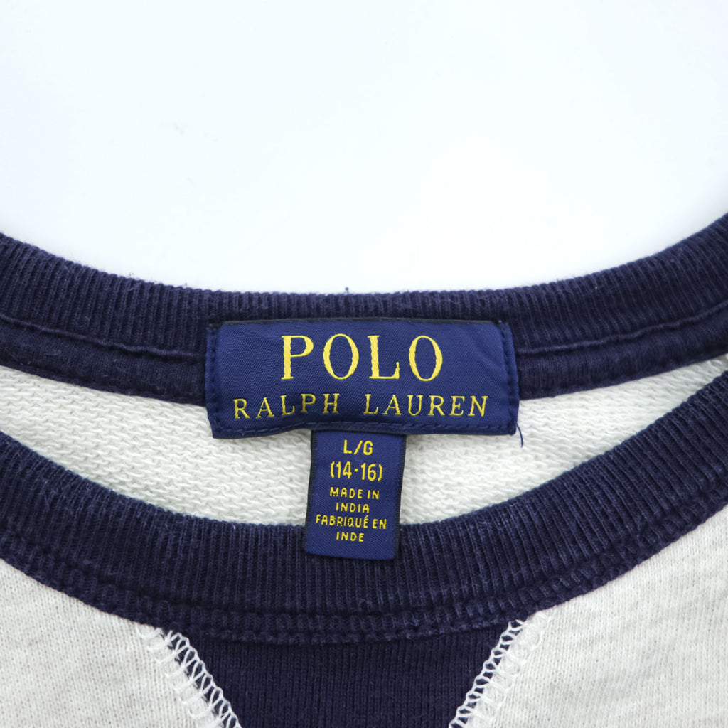 Polo Ralph Lauren 前V ガゼット スウェット トレーナー L ベージュ アーチロゴ リブライン