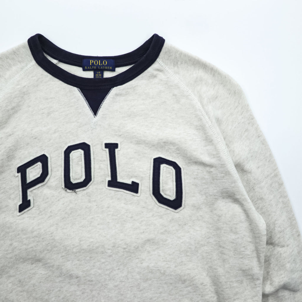 Polo Ralph Lauren 前V ガゼット スウェット トレーナー L ベージュ アーチロゴ リブライン