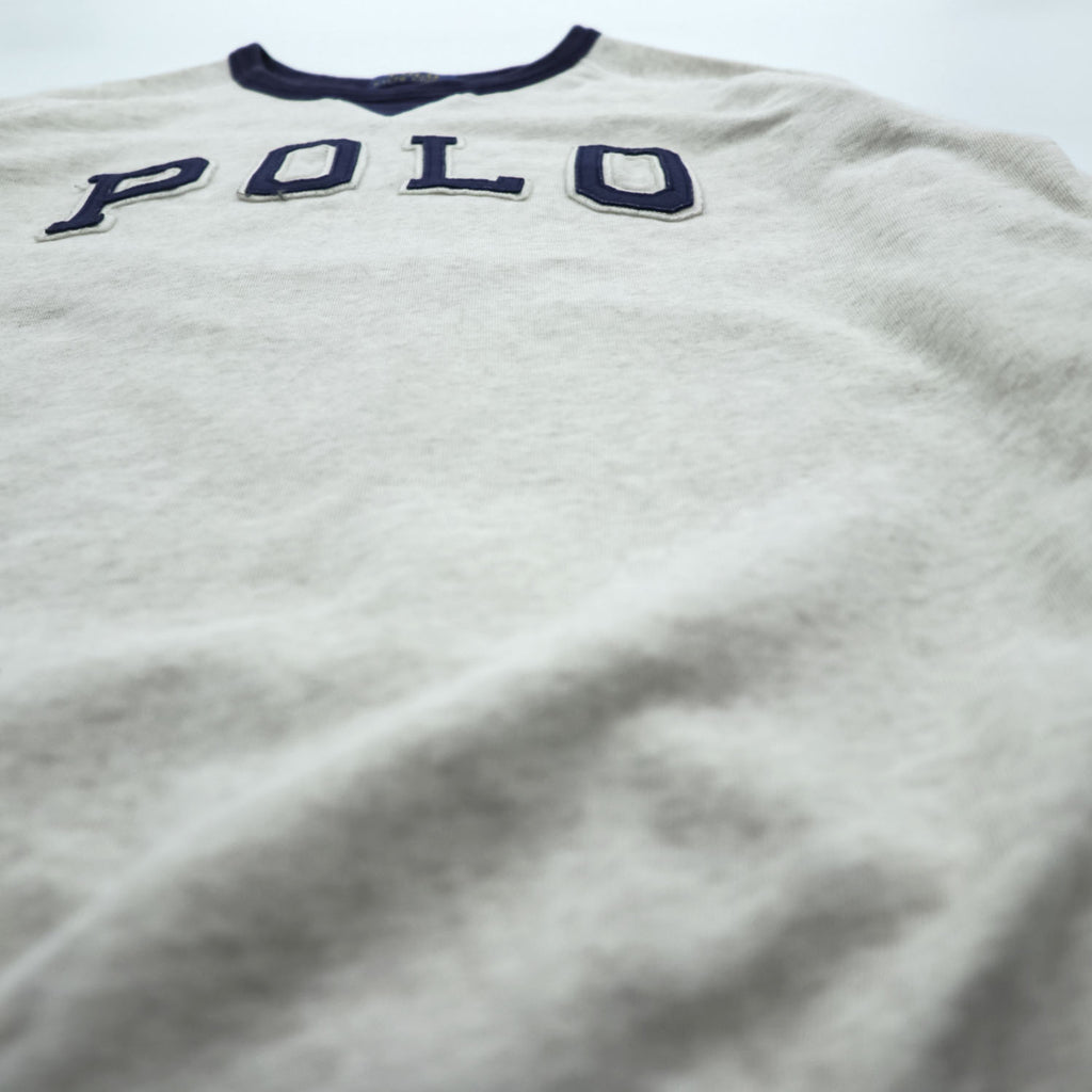 Polo Ralph Lauren 前V ガゼット スウェット トレーナー L ベージュ アーチロゴ リブライン
