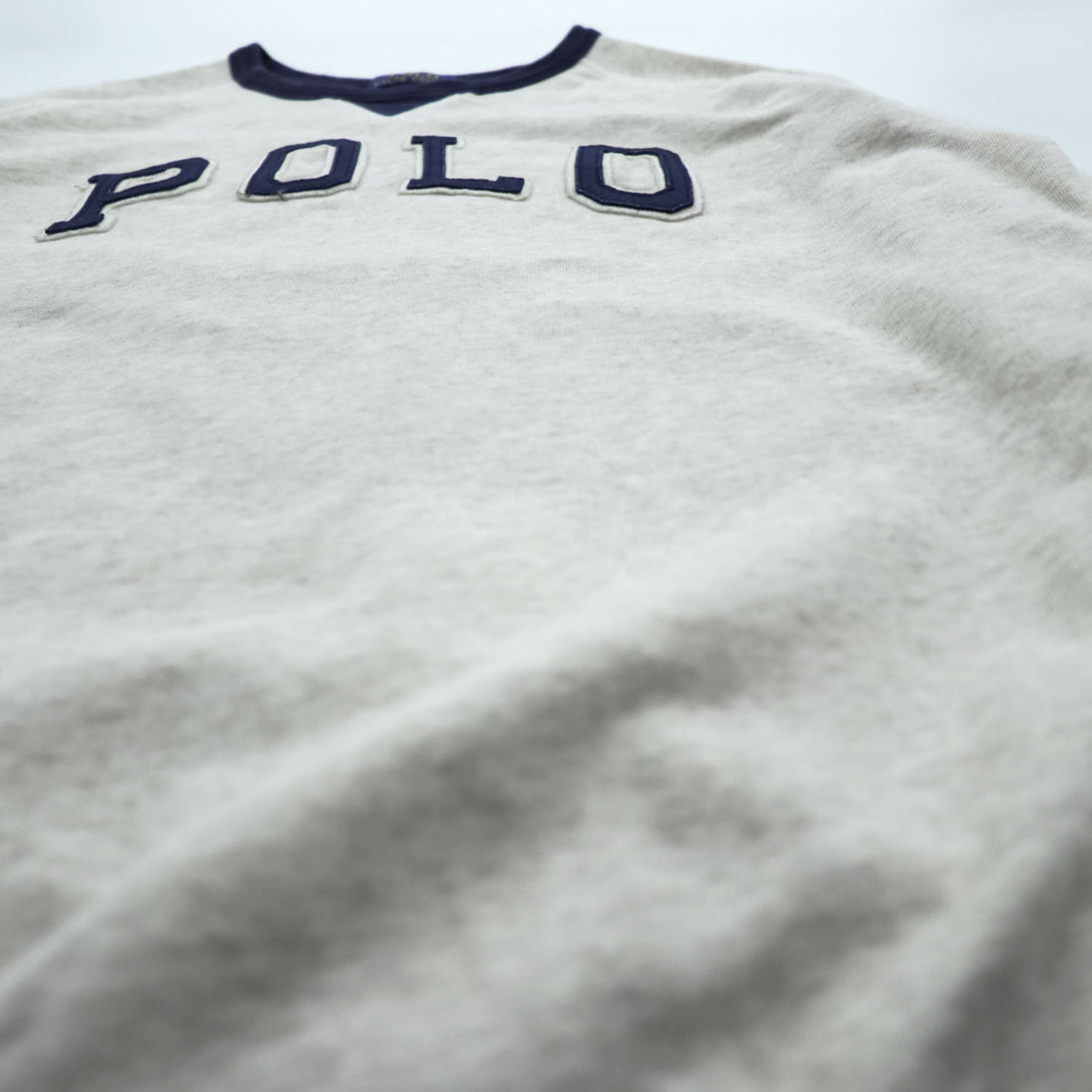 Polo Ralph Lauren 前V ガゼット スウェット トレーナー L ベージュ アーチロゴ リブライン