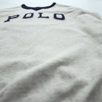 Polo Ralph Lauren 前V ガゼット スウェット トレーナー L ベージュ アーチロゴ リブライン