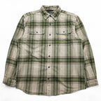 Carhartt LOOSE FIT Long Sleeve Flannel Work Shirt Checked Green, Beige L TW4451
