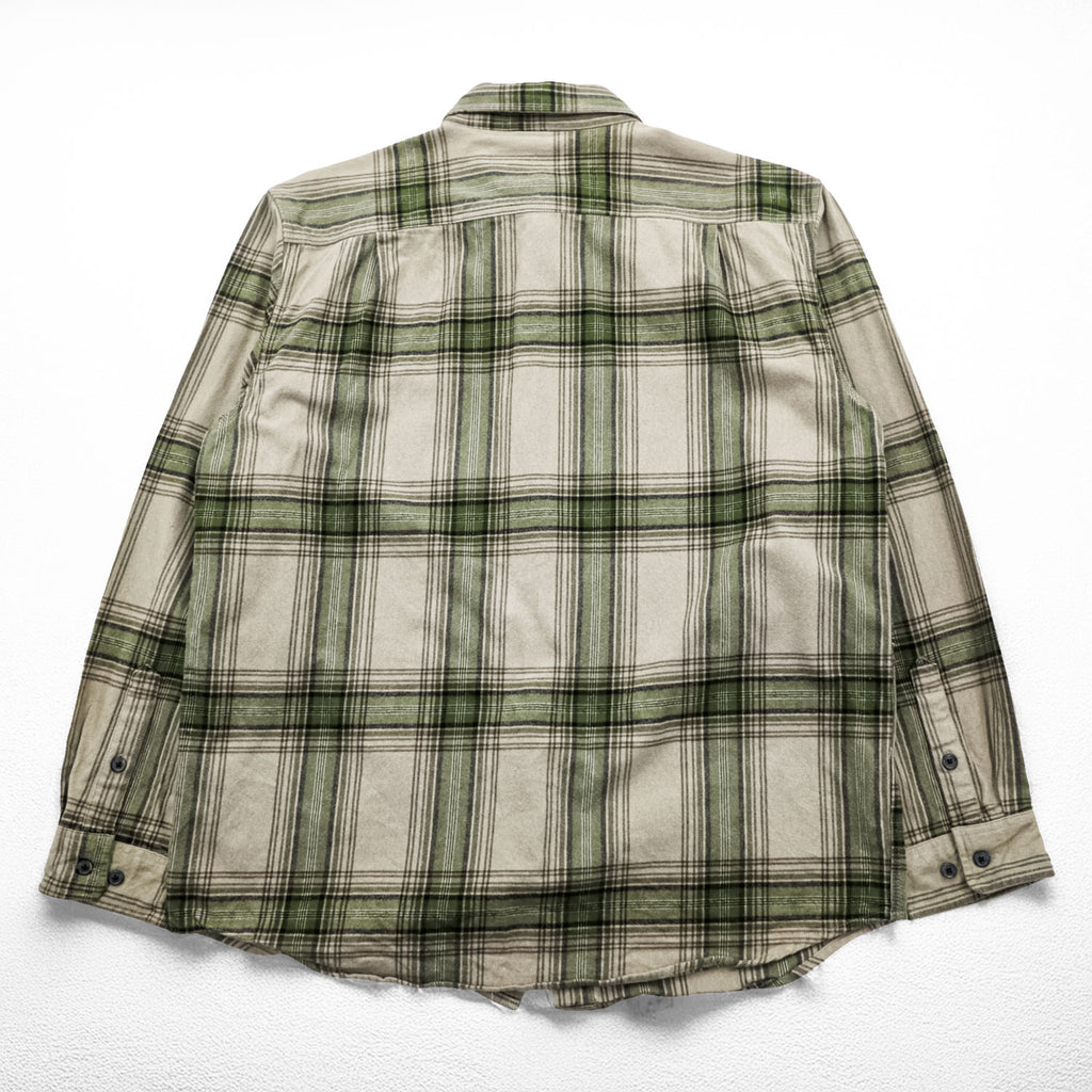 Carhartt LOOSE FIT Long Sleeve Flannel Work Shirt Checked Green, Beige L TW4451