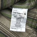 Carhartt LOOSE FIT Long Sleeve Flannel Work Shirt Checked Green, Beige L TW4451