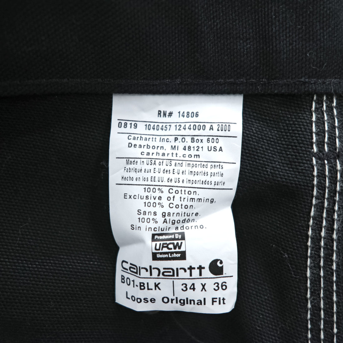 carhartt USA製 ダック地 ダブルニー ペインターパンツ ワークパンツ L ブラック LOOSE ORIGINAL FIT 未使用品 B01