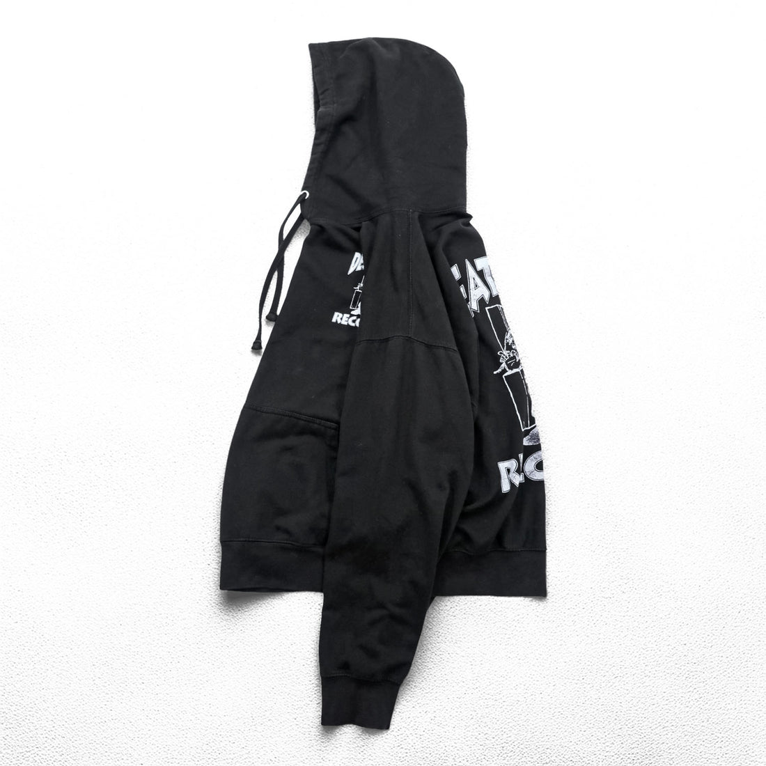 UK-Made Vintage DEATH ROW RECORDS Hip Hop Label Hoodie, Size L, Black, UK Made, Double-Sided Print