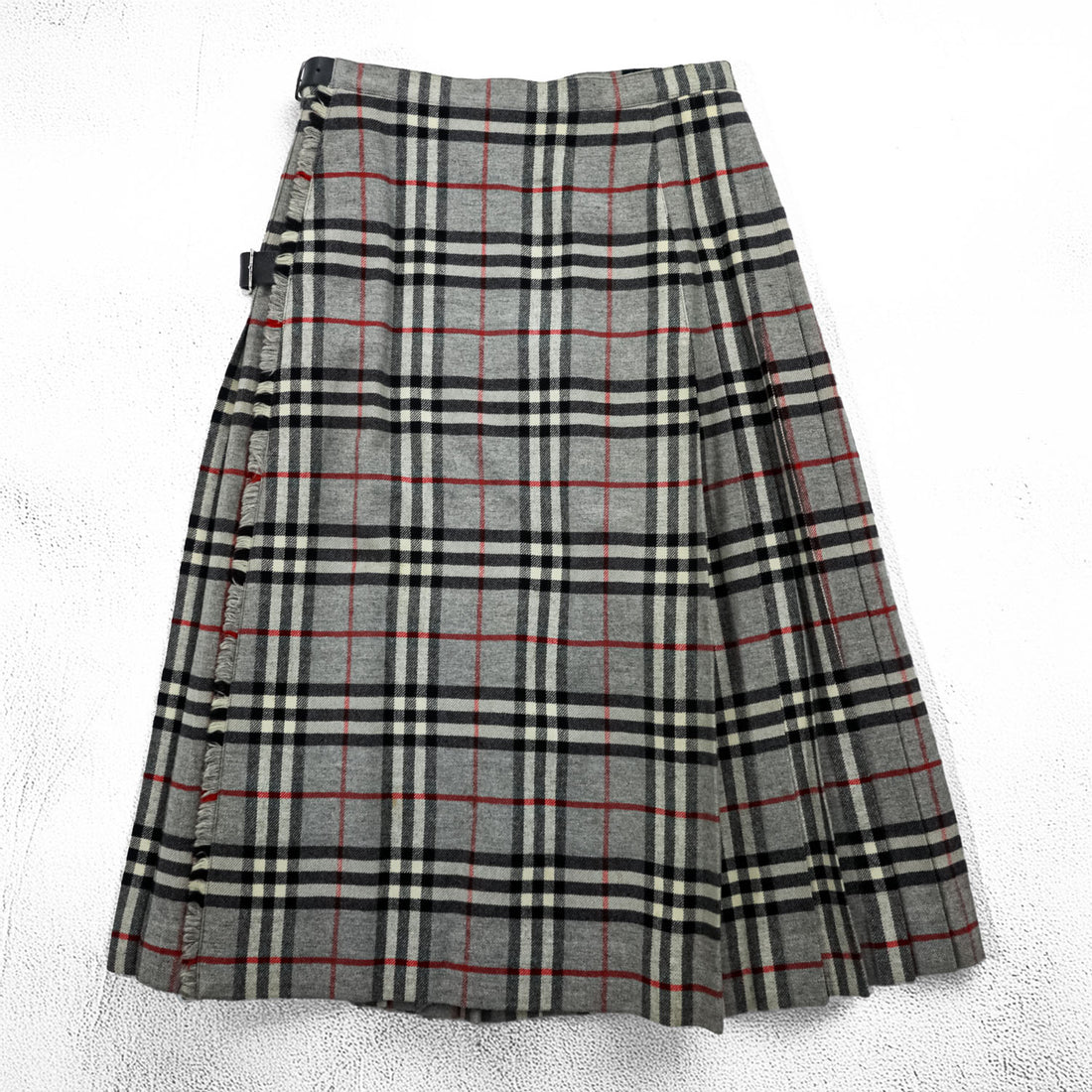 BURBERRY 日本製 90年代 ヴィンテージ ラップ プリーツ スカート M グレー ノバチェック
