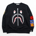 A BATHING APE 日本製 シャーク スウェット トレーナー L ブラック WGM パイルワッペン クルーネック 001ZPC201019X