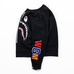 A BATHING APE 日本製 シャーク スウェット トレーナー L ブラック WGM パイルワッペン クルーネック 001ZPC201019X