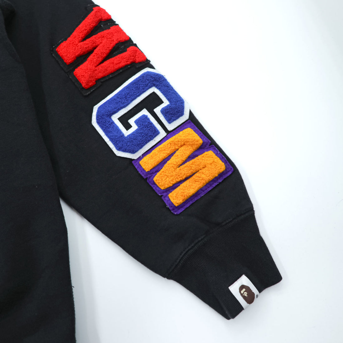A BATHING APE 日本製 シャーク スウェット トレーナー L ブラック WGM パイルワッペン クルーネック 001ZPC201019X
