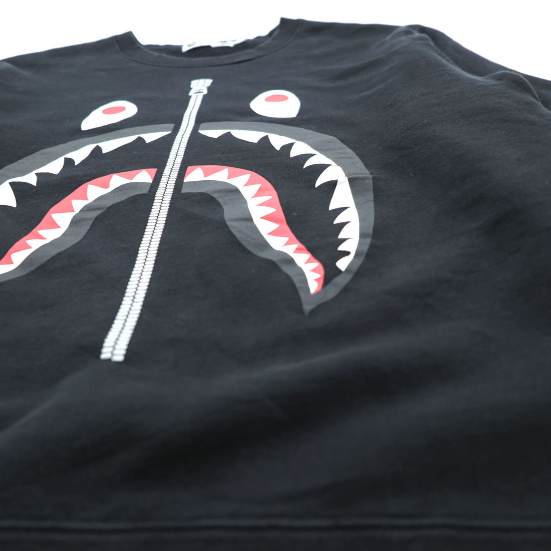 A BATHING APE 日本製 シャーク スウェット トレーナー L ブラック WGM パイルワッペン クルーネック 001ZPC201019X
