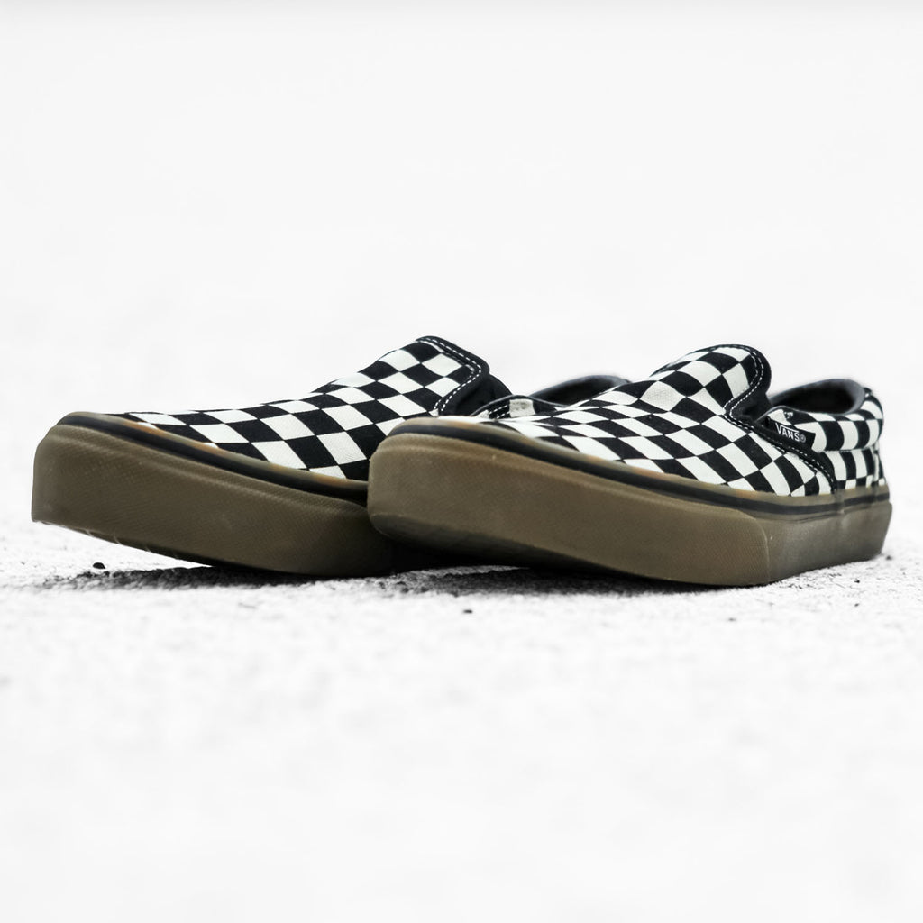 VANS Checkerboard Slip-On Sneakers US8.5 Black, White Gum Sole V98CL
