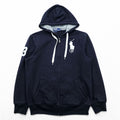 Polo Ralph Lauren 90s Vintage Big Pony Zip Up Hoodie Size XL Navy CUSTOM FIT
