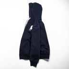 Polo Ralph Lauren 90s Vintage Big Pony Zip Up Hoodie Size XL Navy CUSTOM FIT