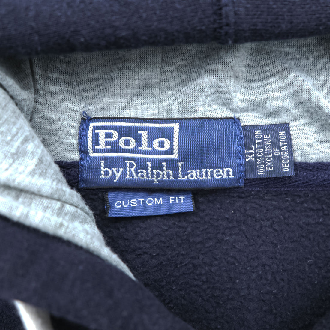 Polo Ralph Lauren 90s Vintage Big Pony Zip Up Hoodie Size XL Navy CUSTOM FIT