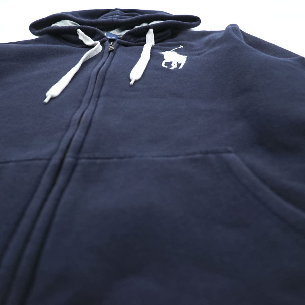 Polo Ralph Lauren 90s Vintage Big Pony Zip Up Hoodie Size XL Navy CUSTOM FIT
