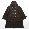 BURBERRY Duffel Coat, Size L, Brown, Melton Wool, Vintage, Checked Lining, Chin Strap