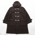 BURBERRY Duffel Coat, Size L, Brown, Melton Wool, Vintage, Checked Lining, Chin Strap