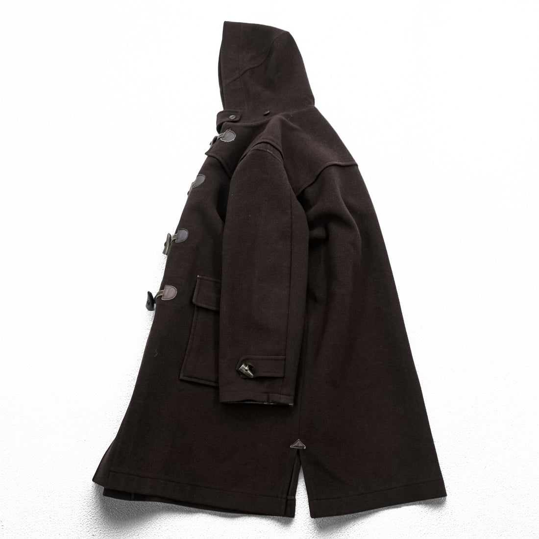 BURBERRY Duffel Coat, Size L, Brown, Melton Wool, Vintage, Checked Lining, Chin Strap
