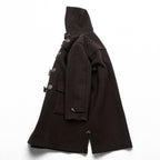 BURBERRY Duffel Coat, Size L, Brown, Melton Wool, Vintage, Checked Lining, Chin Strap