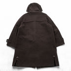 BURBERRY Duffel Coat, Size L, Brown, Melton Wool, Vintage, Checked Lining, Chin Strap