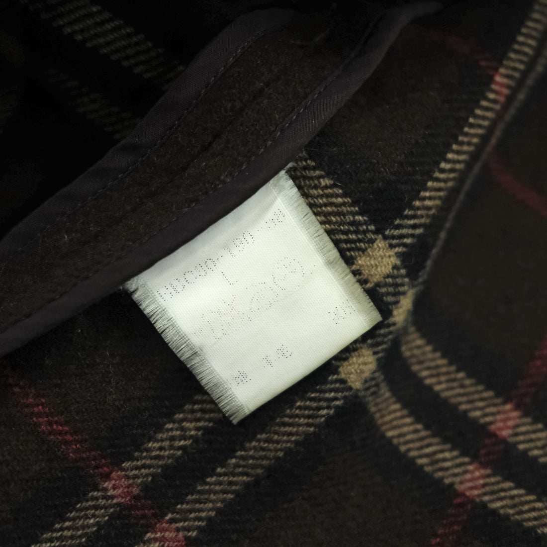 BURBERRY Duffel Coat, Size L, Brown, Melton Wool, Vintage, Checked Lining, Chin Strap