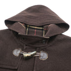 BURBERRY Duffel Coat, Size L, Brown, Melton Wool, Vintage, Checked Lining, Chin Strap