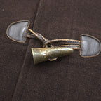 BURBERRY Duffel Coat, Size L, Brown, Melton Wool, Vintage, Checked Lining, Chin Strap