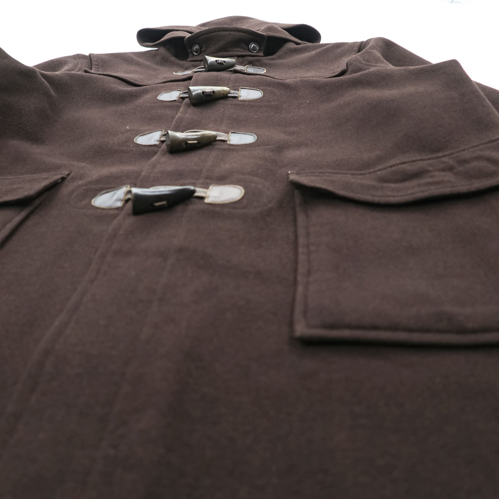 BURBERRY Duffel Coat, Size L, Brown, Melton Wool, Vintage, Checked Lining, Chin Strap