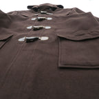 BURBERRY Duffel Coat, Size L, Brown, Melton Wool, Vintage, Checked Lining, Chin Strap