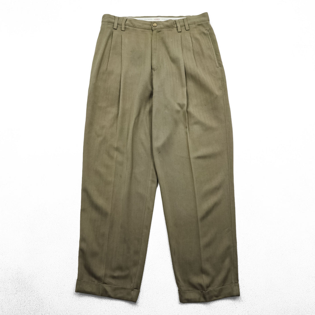 TOMMY BAHAMA 90年代 ヴィンテージ 2タック プリーツ シルク スラックス パンツ L ベージュ ヘリンボーン ワイド テーパード RELAX