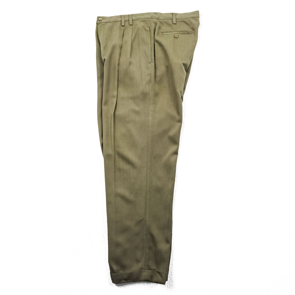 Tommy Bahama 90s Vintage Silk Slacks Pants, Size L, Beige Herringbone, 2-Tuck Pleats, Relaxed