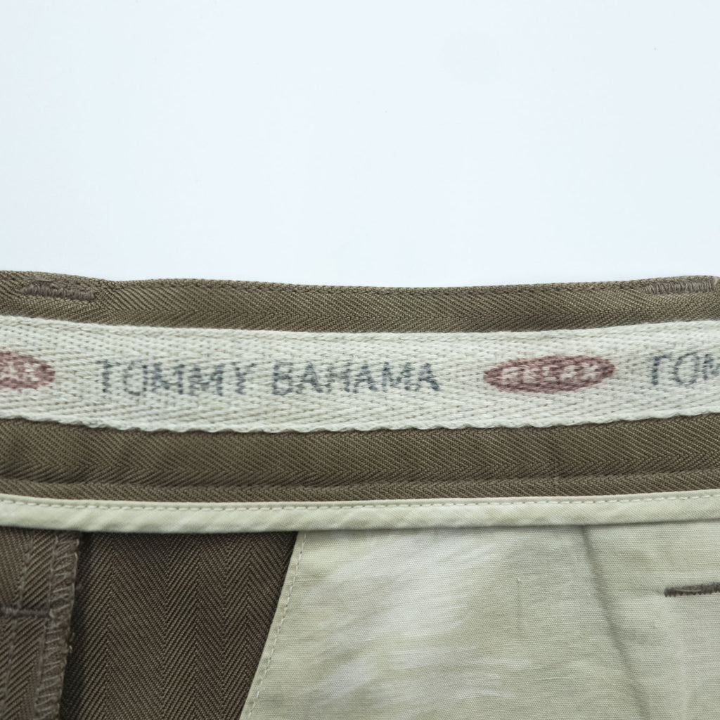 Tommy Bahama 90s Vintage Silk Slacks Pants, Size L, Beige Herringbone, 2-Tuck Pleats, Relaxed