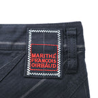 MARITHE + FRANCOIS GIRBAUD 90s Vintage Long Skirt, Size L, Black, Vintage Finish, Embroidery, Double Zip, Flare, Mermaid Style, Color Blocking