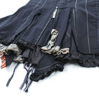 MARITHE + FRANCOIS GIRBAUD 90s Vintage Long Skirt, Size L, Black, Vintage Finish, Embroidery, Double Zip, Flare, Mermaid Style, Color Blocking