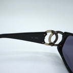 CHANEL CC Logo Sunglasses Black Square Frame Blue Tinted Lenses Silver Hardware Vintage