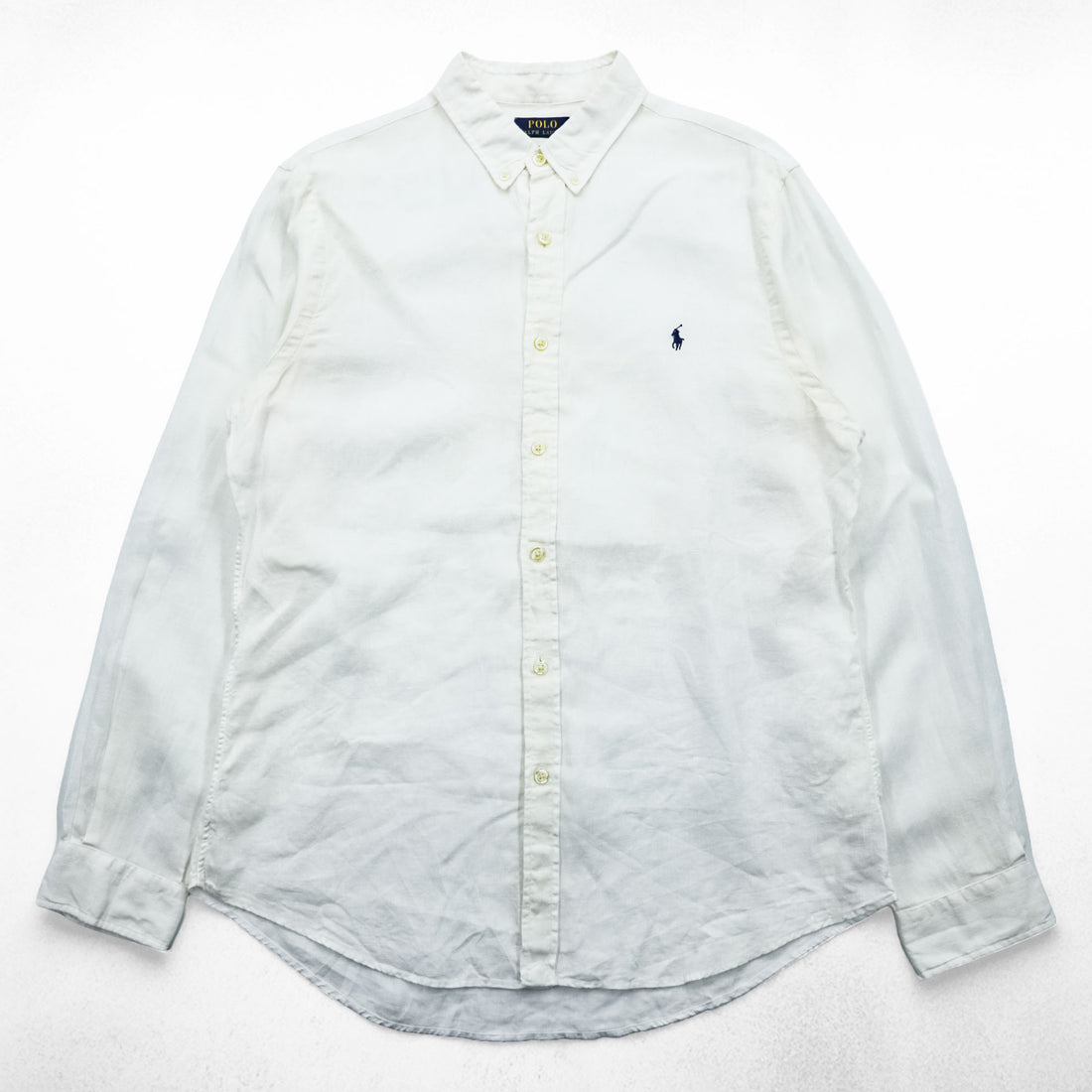 Polo Ralph Lauren Linen B.D. Long-Sleeve Shirt, Size XL, White, Small Pony Logo Embroidery, Striped, Slim Fit