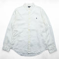 Polo Ralph Lauren リネン 長袖シャツ XL ホワイト 麻100% ボタンダウン SLIM FIT スモールポニー ロゴ 刺繍