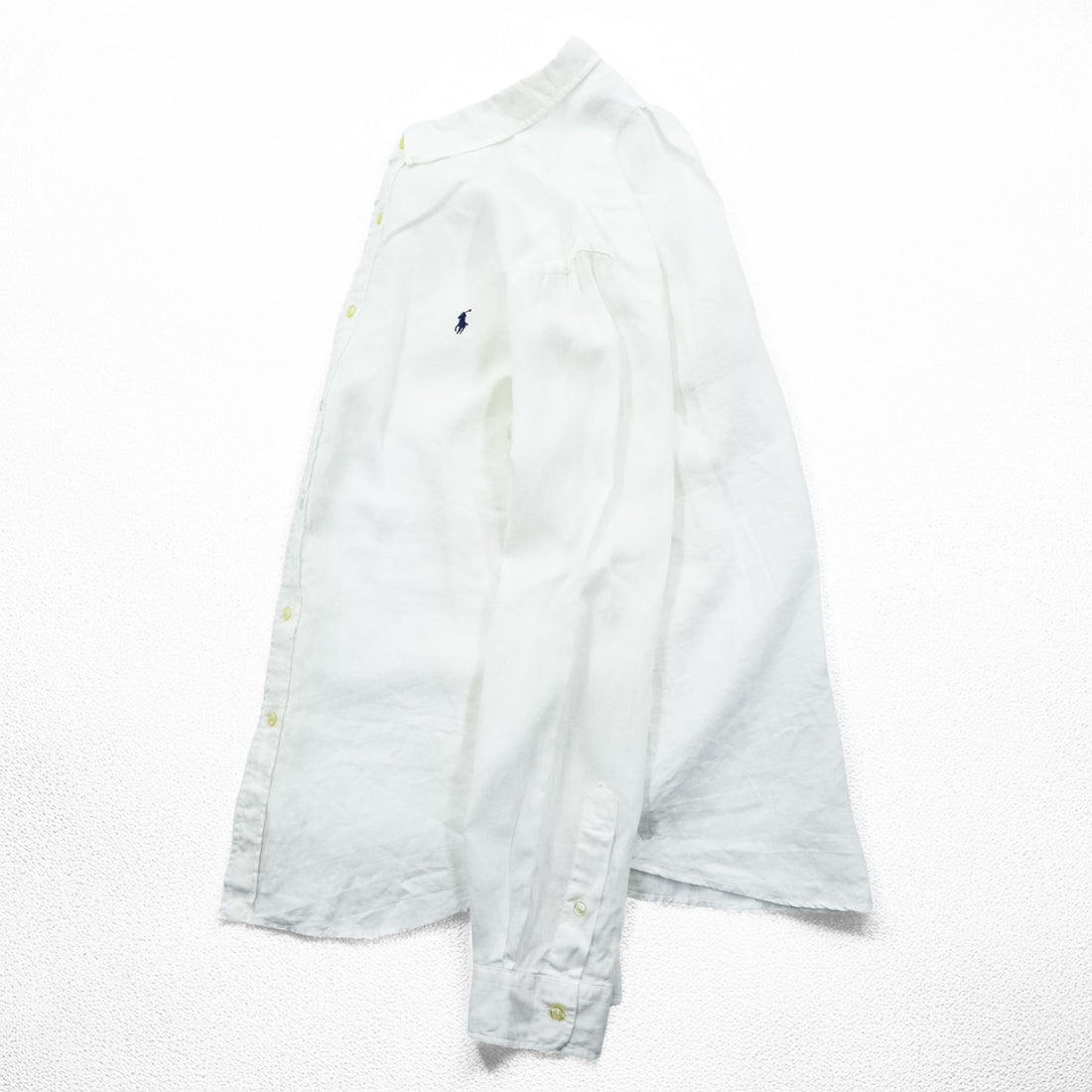 Polo Ralph Lauren リネン 長袖シャツ XL ホワイト 麻100% ボタンダウン SLIM FIT スモールポニー ロゴ 刺繍