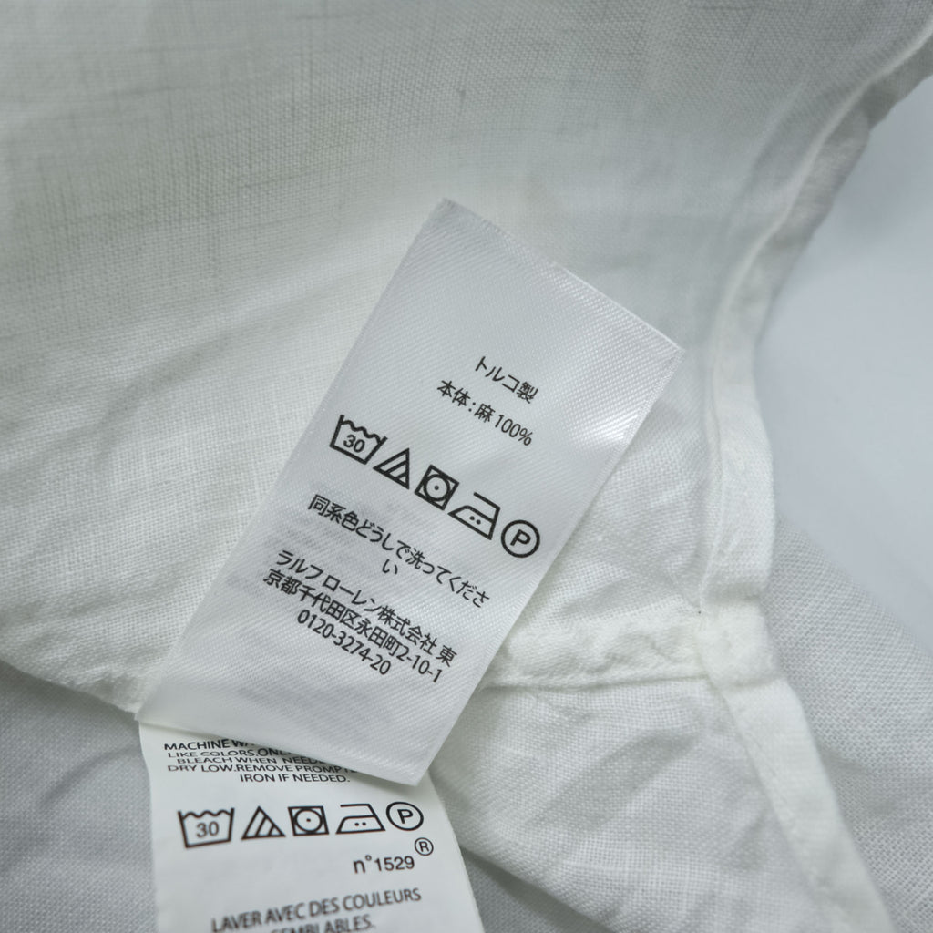 Polo Ralph Lauren リネン 長袖シャツ XL ホワイト 麻100% ボタンダウン SLIM FIT スモールポニー ロゴ 刺繍