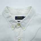 Polo Ralph Lauren リネン 長袖シャツ XL ホワイト 麻100% ボタンダウン SLIM FIT スモールポニー ロゴ 刺繍