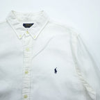 Polo Ralph Lauren リネン 長袖シャツ XL ホワイト 麻100% ボタンダウン SLIM FIT スモールポニー ロゴ 刺繍