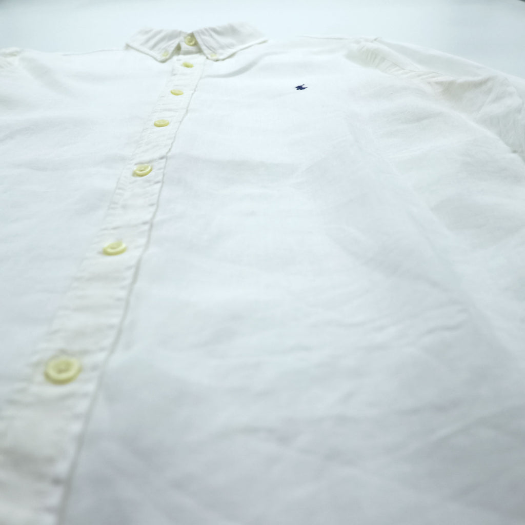 Polo Ralph Lauren リネン 長袖シャツ XL ホワイト 麻100% ボタンダウン SLIM FIT スモールポニー ロゴ 刺繍