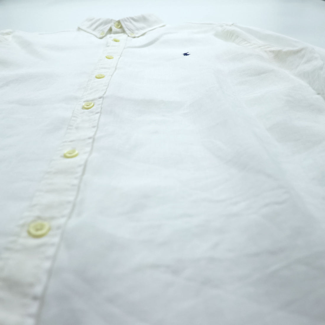 Polo Ralph Lauren リネン 長袖シャツ XL ホワイト 麻100% ボタンダウン SLIM FIT スモールポニー ロゴ 刺繍