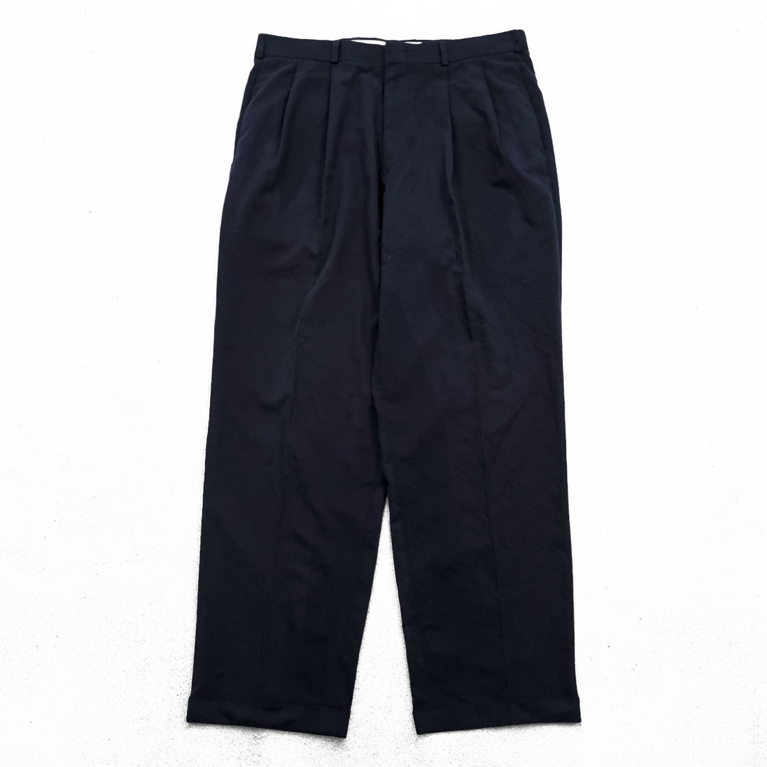 Levi's 90年代 USA製 ヴィンテージ Action CHOICE スラックス パンツ L ネイビー ワイド テーパード 2タック プリーツ 47606-4218