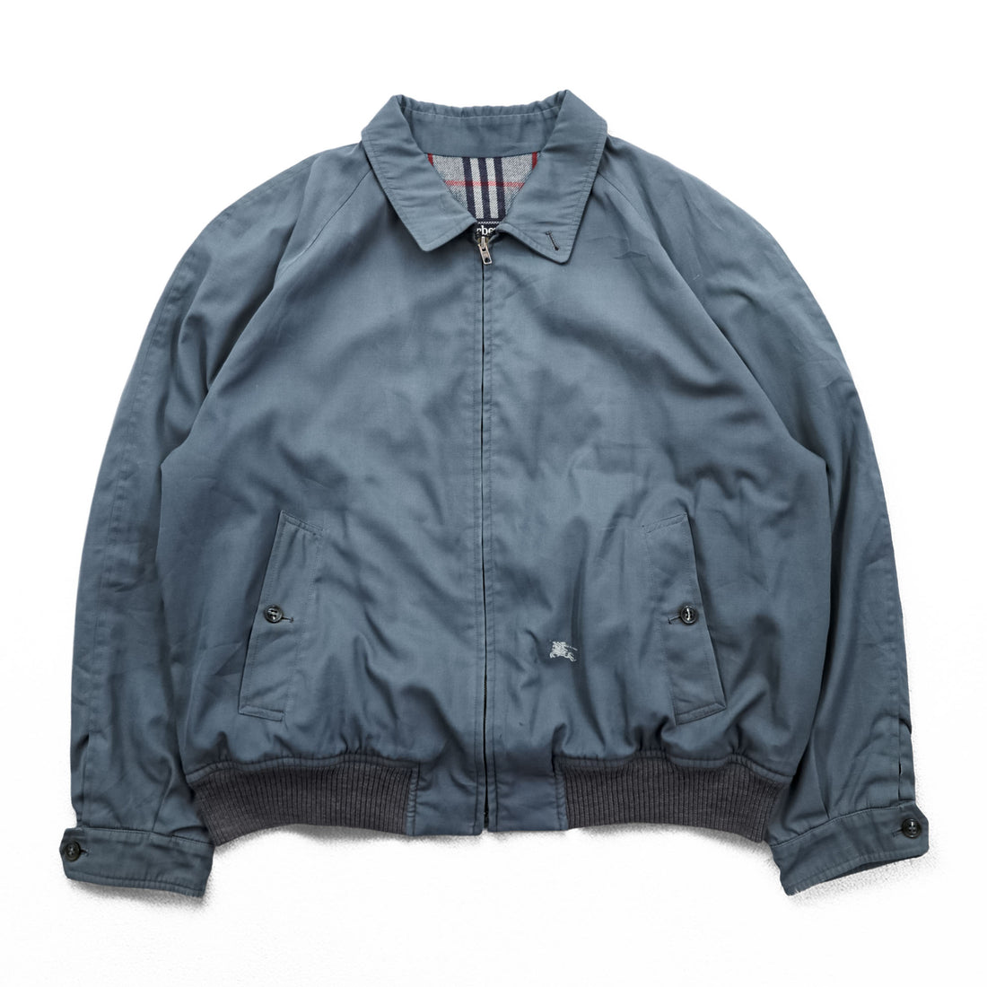 BURBERRY 90年代 スペイン製 ヴィンテージ スウィングトップ ハリントンジャケット L グレー 裏地ノバチェック
