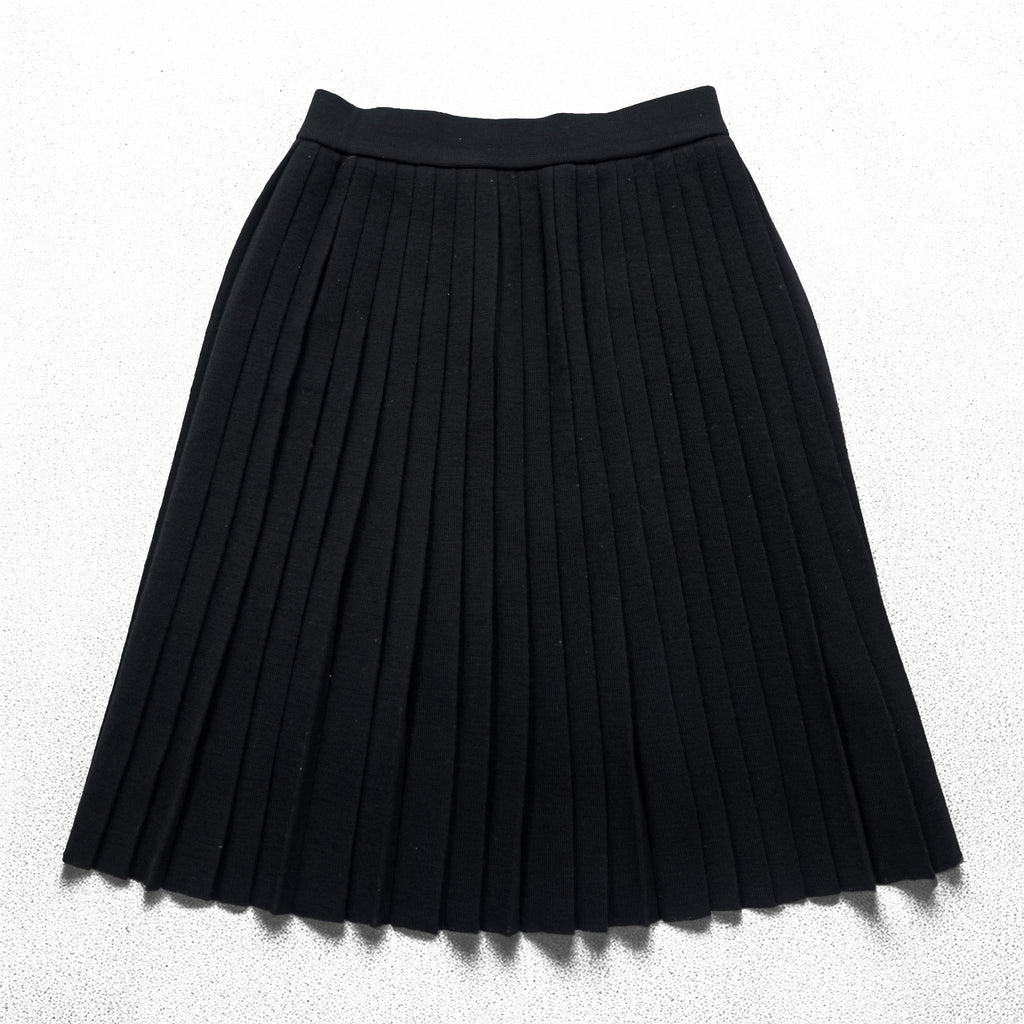 YVES SAINT LAURENT 90s Vintage Made in Japan Pleated Knit Skirt M Black